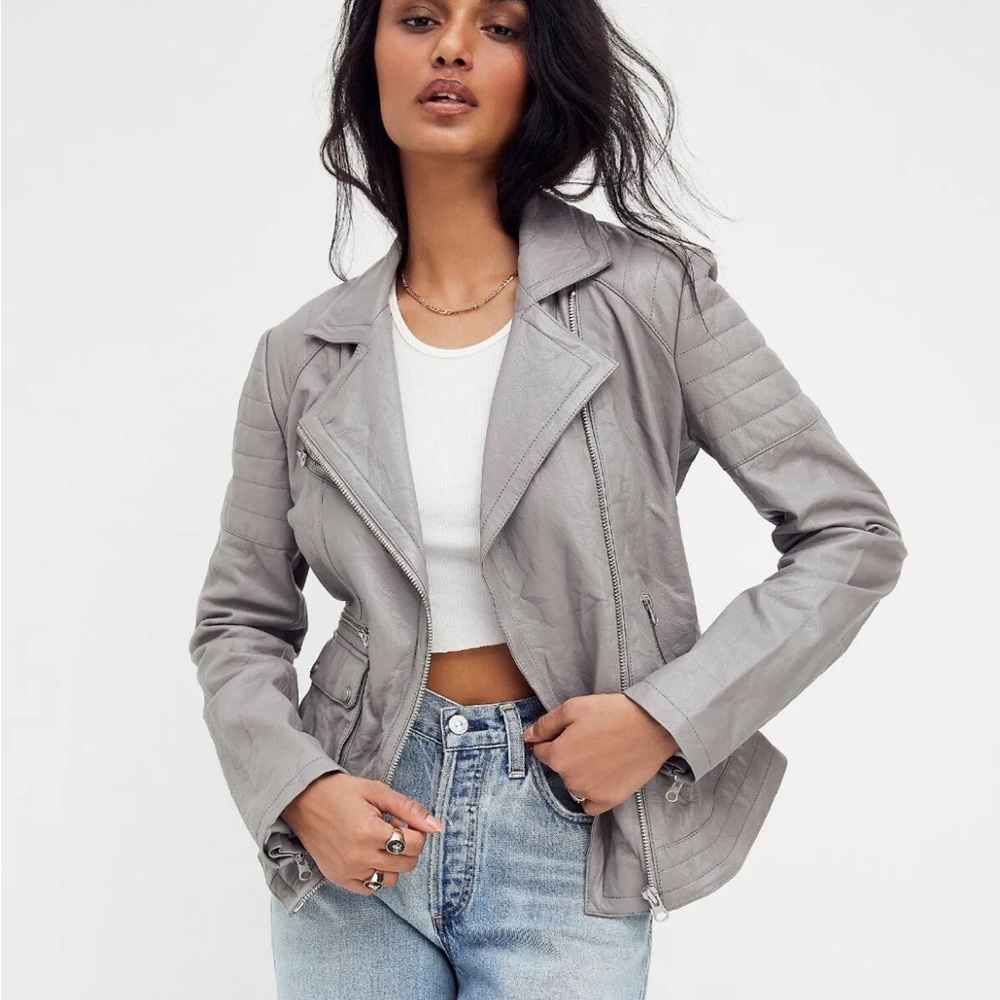 Free People Leather Moto Jacket size small